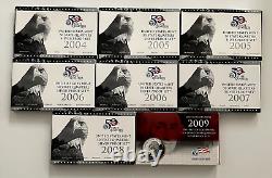2004 2009 United States SILVER PROOF Quarters Sets 8 SETS TOTAL SEE DESCRIPTIO