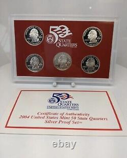 2004 Lot Of 7 US Mint 50 State Quarters Silver Proof Sets