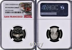 2004-S 11-coin Silver Proof Set NGC Graded San Francisco Trolley Car label