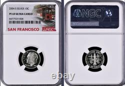 2004-S 11-coin Silver Proof Set NGC Graded San Francisco Trolley Car label