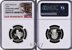 2004-S 11-coin Silver Proof Set NGC Graded San Francisco Trolley Car label