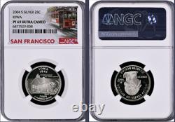 2004-S 11-coin Silver Proof Set NGC Graded San Francisco Trolley Car label