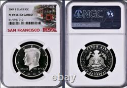 2004-S 11-coin Silver Proof Set NGC Graded San Francisco Trolley Car label