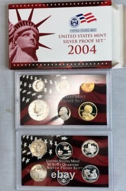 2004-S Complete SILVER Proof Set w Red Box & COA -41.625 grams/1.338 oz Silver