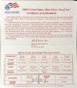 2004-S Complete SILVER Proof Set w Red Box & COA -41.625 grams/1.338 oz Silver