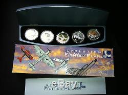 2005 $1 Evolution Of The Fighter Plane 1oz Silver Proof 5 Coin Set