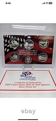 2005 Lot Of 6 US Mint 50 State Quarters Silver Proof Sets