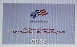 2005 Silver Proof Set U. S. Mint Original Government Packaging OGP COA