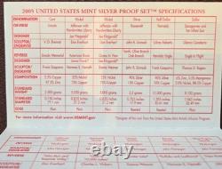 2005 US Mint Silver State Quarter Proof Set OGP with COA Excellent Condition