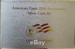 2006 3 Piece American Eagle 20th Anniversary Silver Coin Set With Reverse Proof