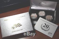2006 3-pc American Eagle 20th Anniversary Silver Coin Set Reverse Proof A10 AC