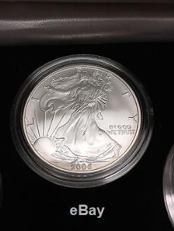 2006 AMERICAN EAGLE 20th ANNIVERSARY SILVER PROOF SET 3 COIN SET with BOX & COA