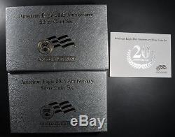 2006 AMERICAN SILVER EAGLE 20TH ANNIVERSARY 3-COIN SET With REVERSE PROOF +BOX/COA