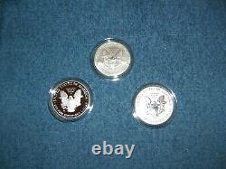 2006 AMERICAN SILVER EAGLE 20th ANNIVERSARY 3 COIN SET With REVERSE PROOF & COA