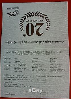 2006 American Eagle 20th Anniversary Silver Coin Set, Reverse Proof U. S. Mint