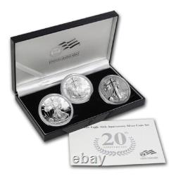 2006 American Silver Eagle 20th Anniversary 3 Coin Set withBOX + COA