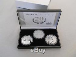 2006 American Silver Eagle 20th Anniversary 3 Coin Set with All OGP REVERSE PROOF