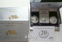 2006 American Silver Eagle 20th Anniversary 3 Coin Set with NGC PF69 Reverse Proof