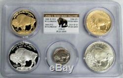 2006 Buffalo (2) Gold, (2) Silver Pcgs Proof, Ms 69 & 1938 D Nickel Pcgs 66 Set