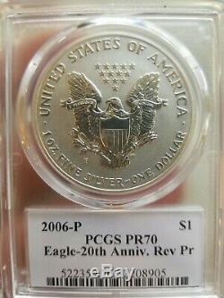 2006-P Mercanti 20th Anniversary Set Reverse Proof Silver Eagle PCGS PR70