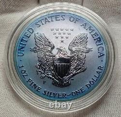 2006-P REVERSE PROOF AMERICAN SILVER EAGLE Magic Blue Toned WOW Eye Appeal