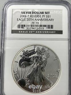 2006 P Reverse Proof Silver Eagle NGC PF70 20th Anniversary Set