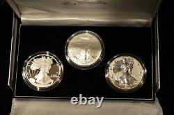 2006 Reverse Proof Silver Eagle 3 Coin 20th Anniversary Set W Box/coa