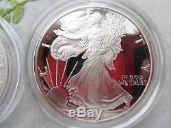 2006 Silver American Eagle 20th Anniversary Proof, UNC, Reverse Proof 3 Coin Set