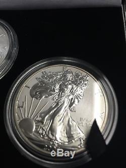 2006-W 3-Coin Proof Silver Eagle Set 20th Anniversary Box & COA REVERSE POOF