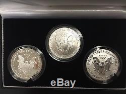 2006-W 3-Coin Proof Silver Eagle Set 20th Anniversary Box & COA REVERSE POOF