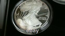 2006 W, P $1 20th Anniversary 3 Coin American Silver Eagle Set PR, Rev PR, BR. 1