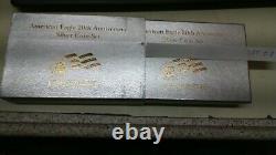 2006 W, P $1 20th Anniversary 3 Coin American Silver Eagle Set PR, Rev PR, BR. 1