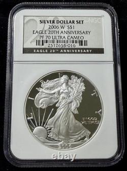 2006-W Proof Silver Eagle 20th Anniversary Set NGC PF70 Ultra Cameo Free Ship