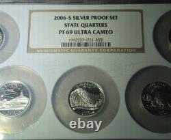 2006-s Silver Proof Set State Quarters Pf 69 Ultra Cameo Ngc Graded