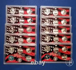 2007 S Silver Quarter Proof Sets TEN SET LOT- 50 COINS-90% Silver-NO Box/COA