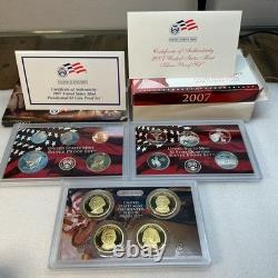 2007 S US Mint Silver Proof Set With Presidential Dollars Coins withBox & COA