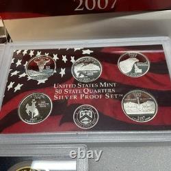 2007 S US Mint Silver Proof Set With Presidential Dollars Coins withBox & COA