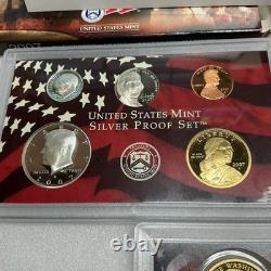 2007 S US Mint Silver Proof Set With Presidential Dollars Coins withBox & COA
