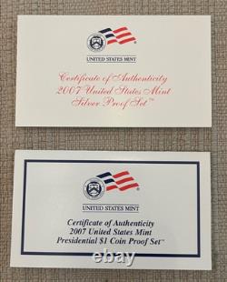 2007 S U. S. Mint Silver Proof Set with OGP & COA