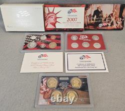 2007 US Mint SILVER PROOF SET with Box and COA, Pres $1 Proof Set 14 Coins