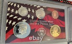 2007 US Mint SILVER PROOF SET with Box and COA, Pres $1 Proof Set 14 Coins