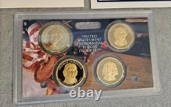 2007 US Mint SILVER PROOF SET with Box and COA, Pres $1 Proof Set 14 Coins