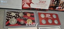 2007 US Mint SILVER PROOF SET with Box and COA, Pres $1 Proof Set 14 Coins