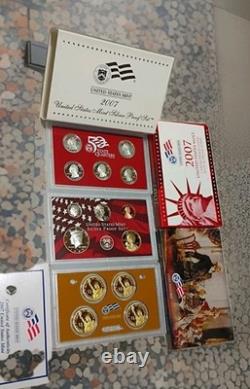 2007 U. S. Mint Silver Proof Set 14 Coins with Box & COA Nice Set