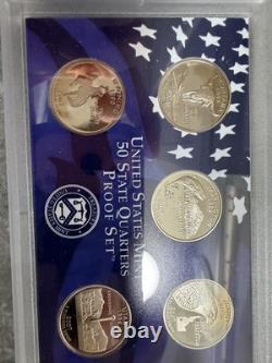 2007 United States Mint 14 Coin Set with Silver Proof 5 state Quarters