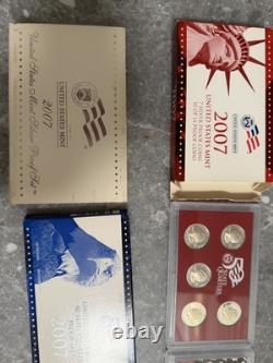 2007 United States Mint 14 Coin Set with Silver Proof 5 state Quarters