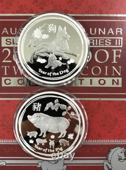 2008 2019-P Australia 12 Lunar 2oz Silver Proof Set come with mint box & COA