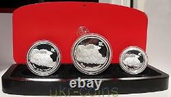 2008 Australia Lunar II Year of the Mouse Silver Proof 3-coin set 1Oz 1/2Oz 2Oz