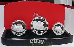 2008 Australia Lunar II Year of the Mouse Silver Proof 3-coin set 1Oz 1/2Oz 2Oz