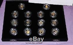 2008 Royal Mint Gold Silhouette £1 Silver Proof Set 14 Coins Full Packaging